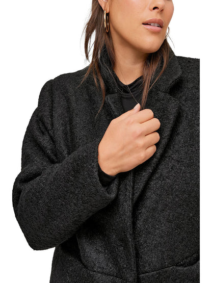 EX Ellos Black Cilla Wool Blend Coat in UK Sizes 18, 20, 22, 24, 26, 28, 30