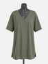 Muted Green Cotton Modal Slouch V-Neck T-Shirt Size Large0