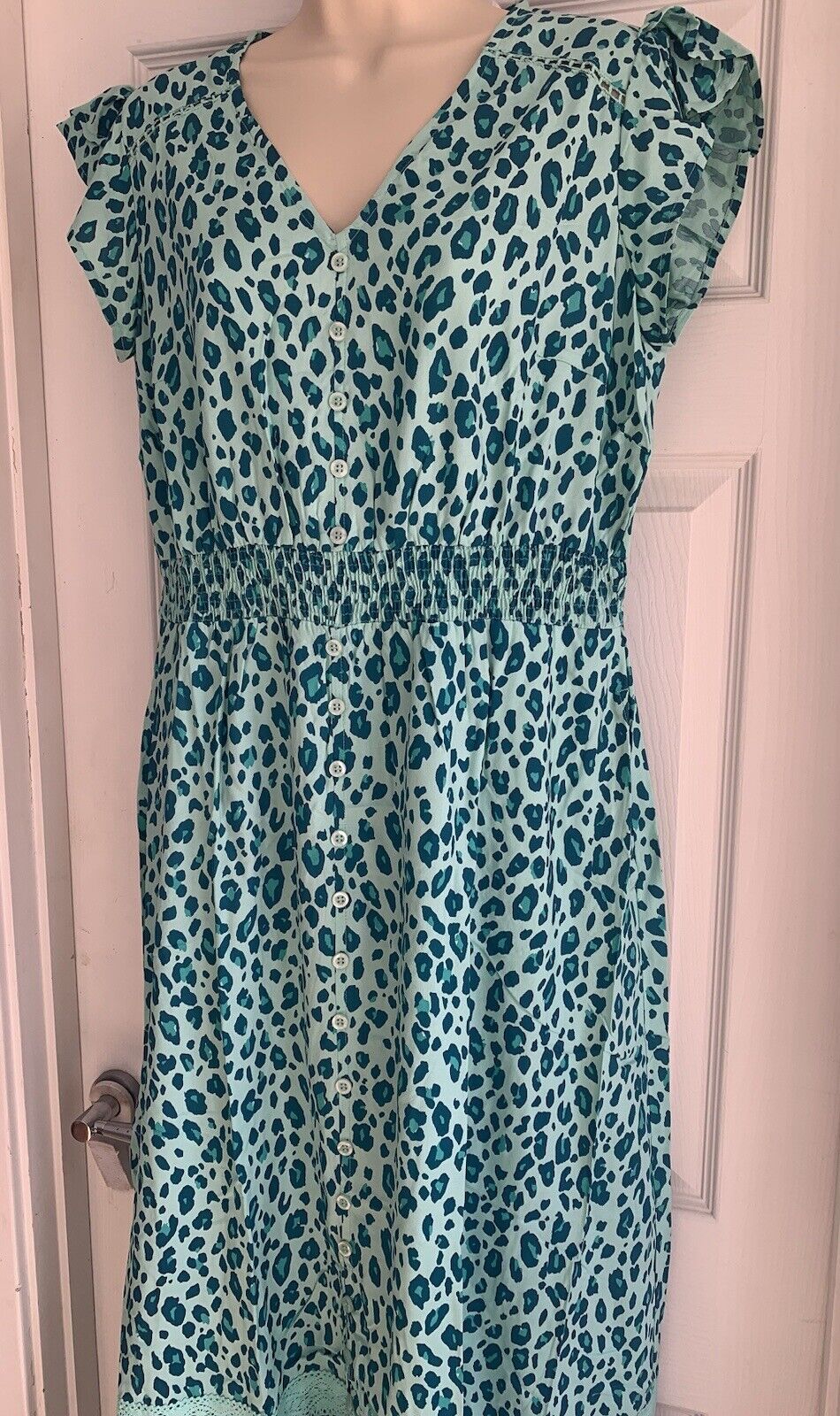 EX Joe Brown Green Leopard Print Lace Maxi Dress 14 16 18 20 22 24 26 28 30 32