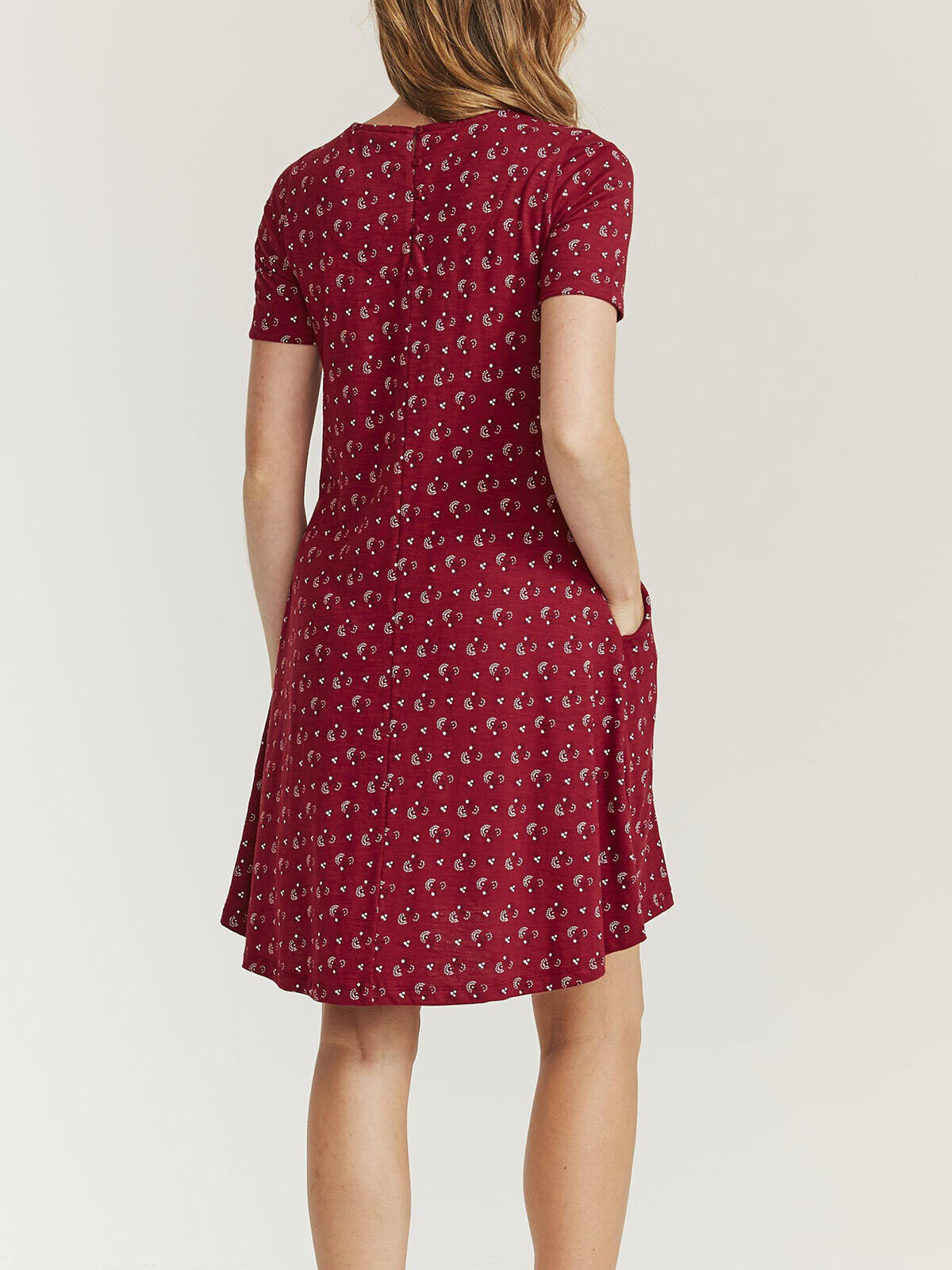 EX Fat Face Claret Cotton Modal Batik Posy Simone Dress 8 10 12 14 16 18 RRP £46