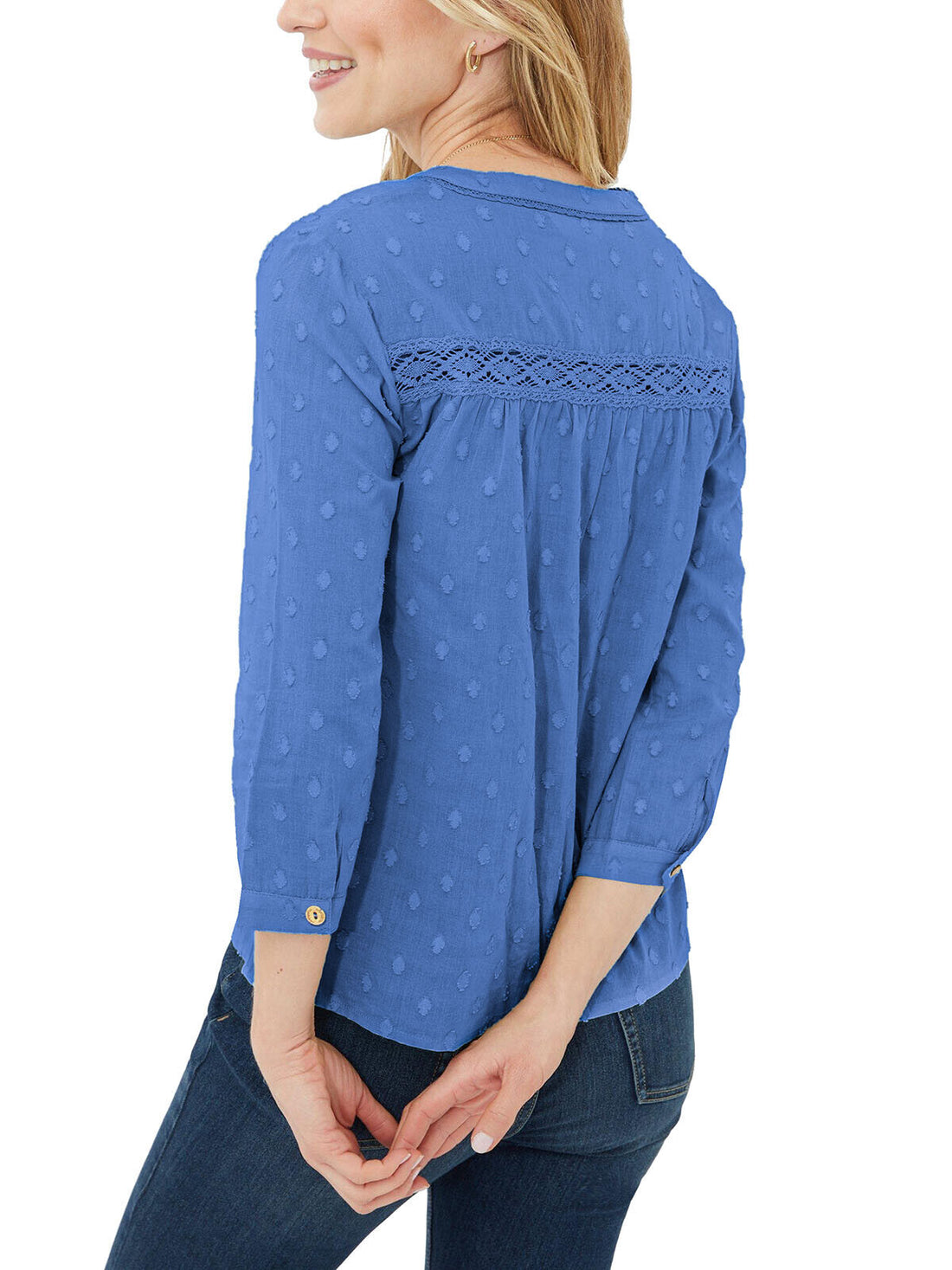 Mantaray Navy Roll Sleeve Swiss Dot Dobby Blouse Shirt 12, 18, 20, 22 RRP £32