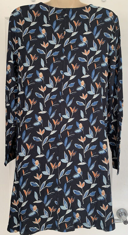 EX Seasalt Navy Vase Flower Dark Night Sea Cruise Tunic Sizes 8, 10P, 12 RRP £50