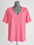 Pink Cotton Modal Slouch V-Neck T-Shirt Size Medium0