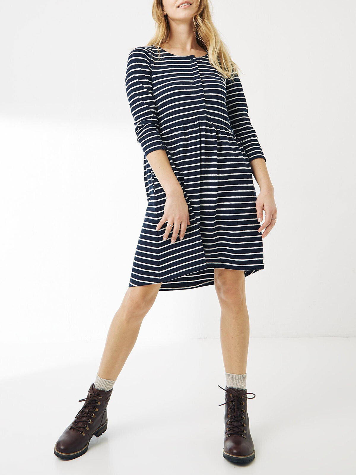 EX Fat Face Navy Nina Stripe Jersey Dress Sizes 12, 14, 24 RRP £46