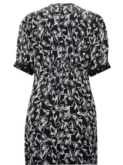 Ex Monsoon Black Jean Print Midi Dress in Sizes 8, 14, 16 RRP £70