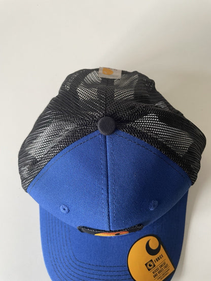 Carhartt Blue/Black Force Canvas Mesh Back Graphic Logo Workwear Cap1