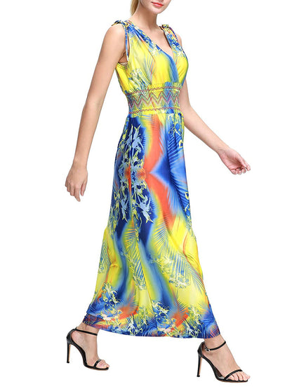 Wantdo Yellow Colourful Sleeveless Maxi Hawaiian Dress Sizes 22/24 or 26/28