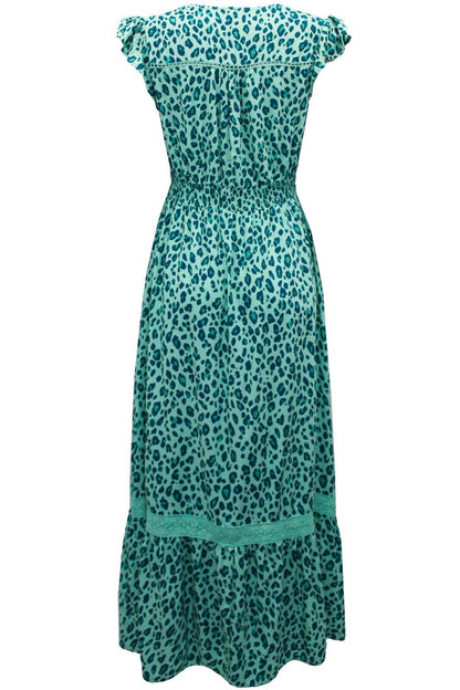 EX Joe Brown Green Leopard Print Lace Maxi Dress 14 16 18 20 22 24 26 28 30 32