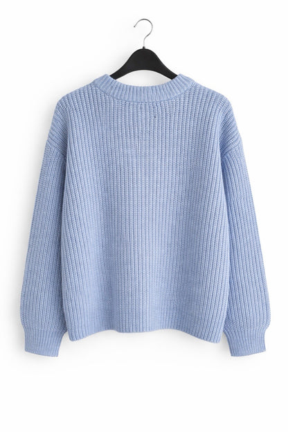 Asos Design Blue Chunky Ribbed Knit OVERSIZED Crew Neck Jumper in Size XS1