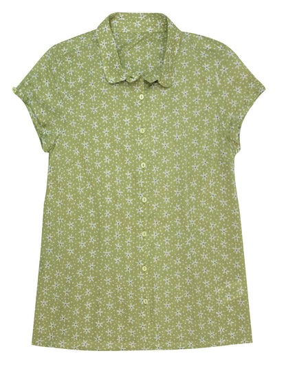 EX Seasalt Green Star Floral Rushmaker Short Sleeve Shirt 8 10 12 14 16 18 22 24
