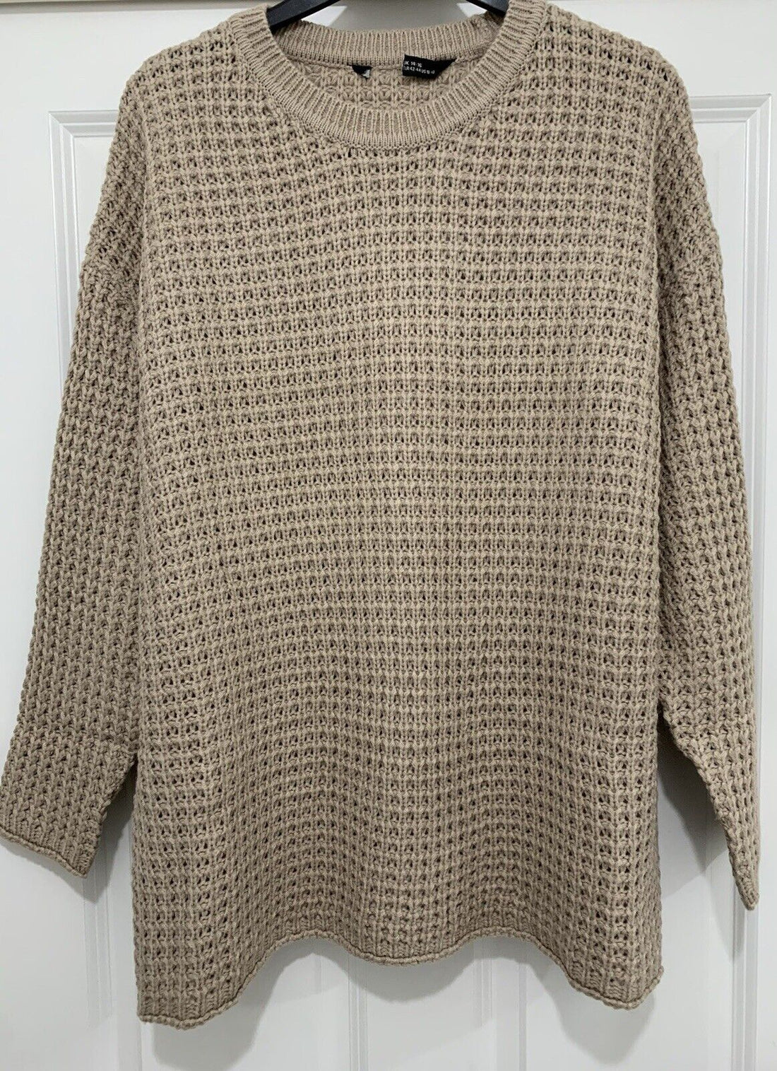 Curve Beige Plush Cable Knit Jumper in Sizes 14/16, 18/20, 22/24, 26/28