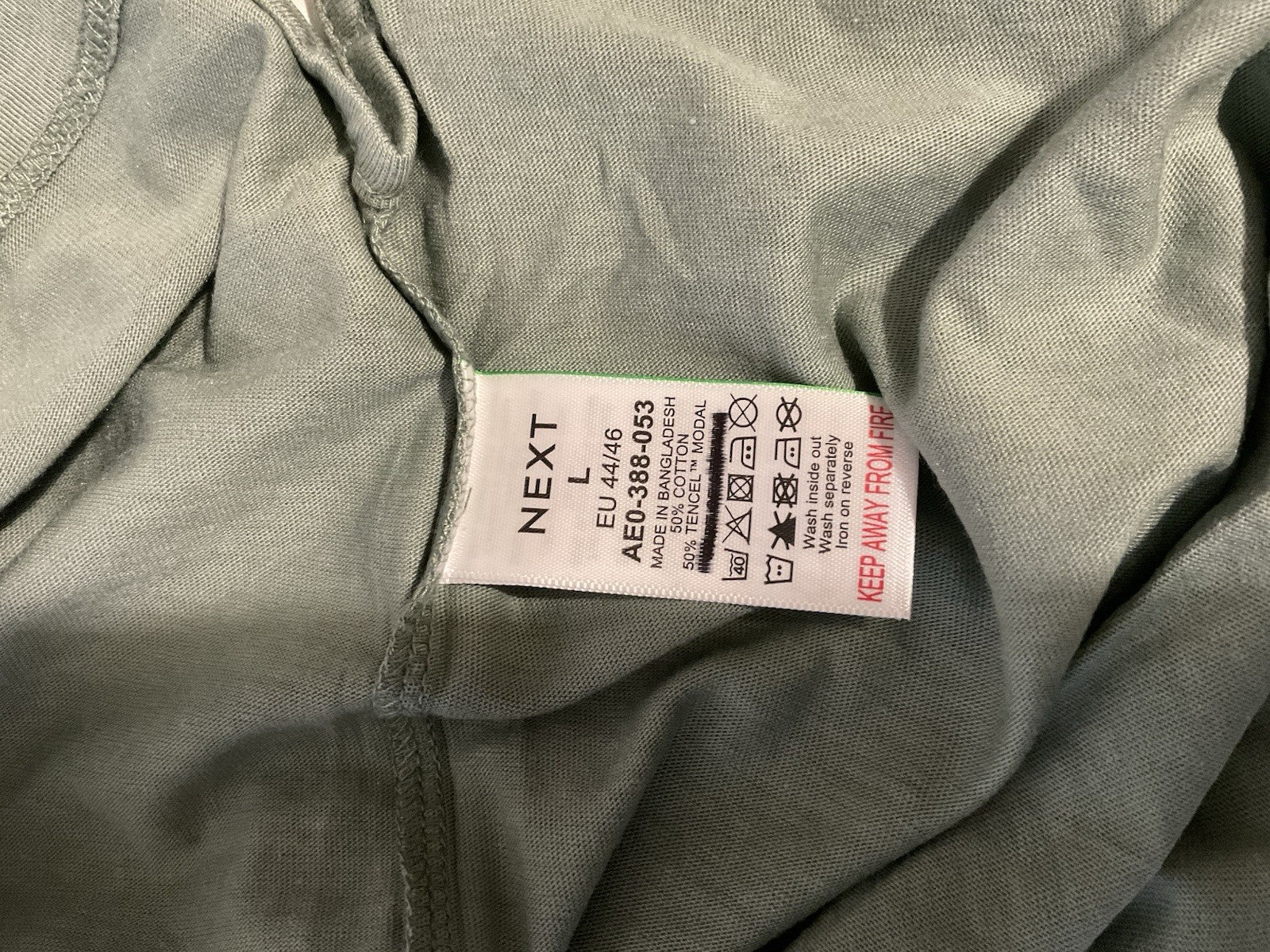 Muted Green Cotton Modal Slouch V-Neck T-Shirt Size Large3