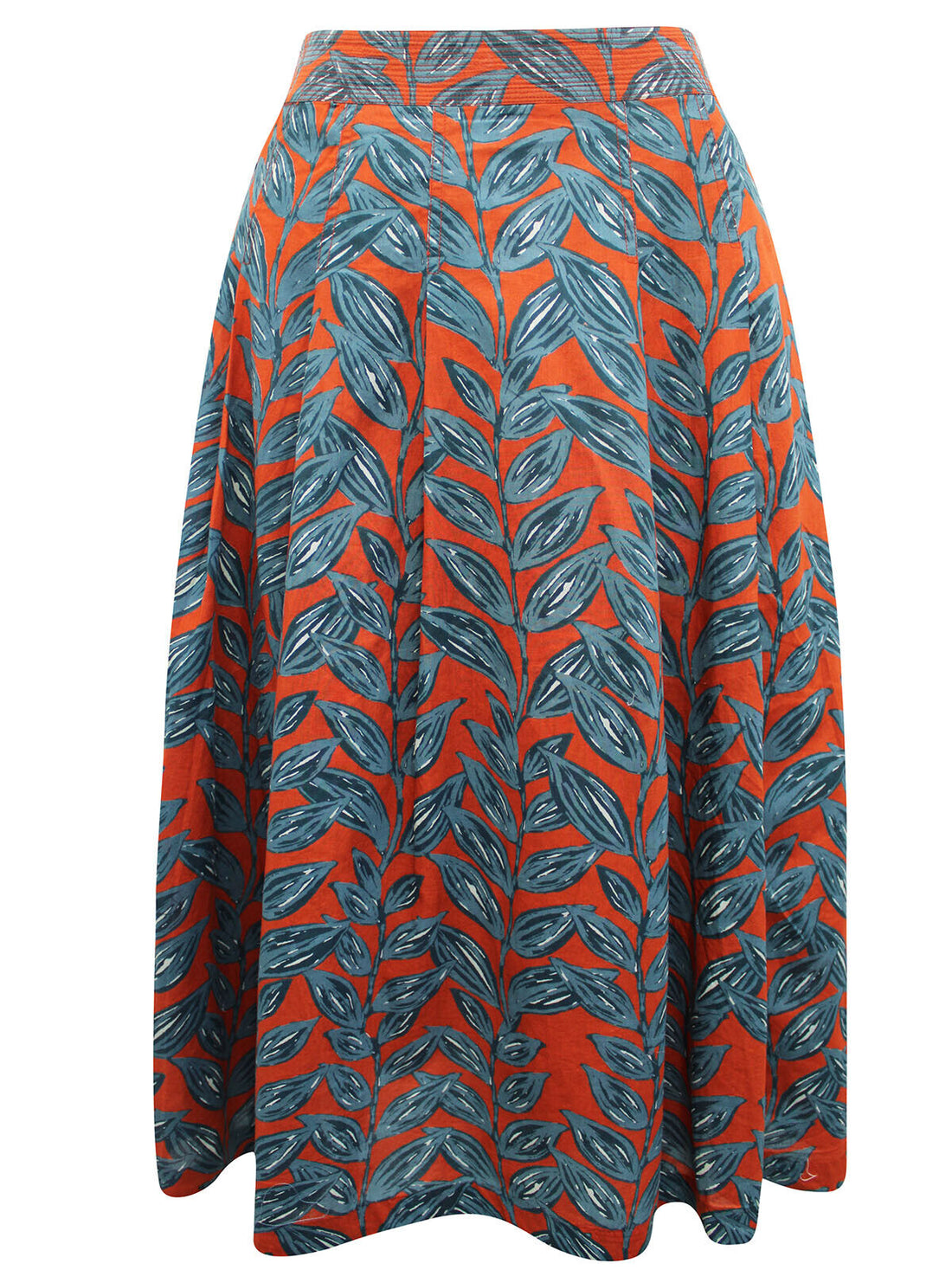 EX Seasalt Orange/Red Leaves Cotton Sea Mist Skirt 12 14 16 18 20 22 24 26/28