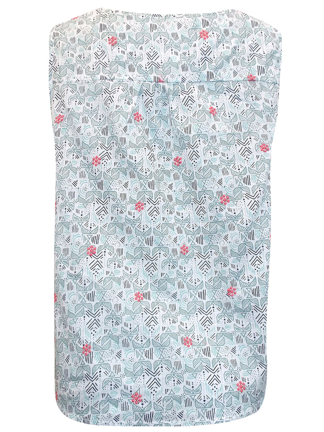 Mantaray Powder Blue Pure Cotton Floral Print Button Through Top 12, 14, 16