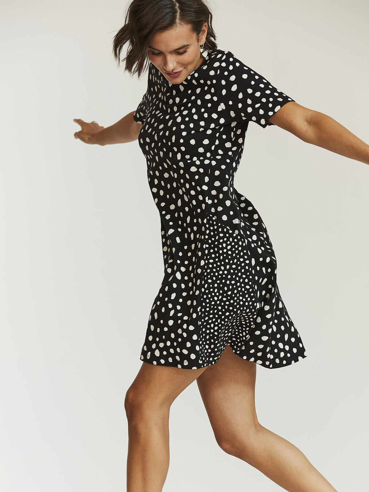 EX Fat Face Black Simone Double Spot Dress in Sizes 10, 12, 14, 16, 20