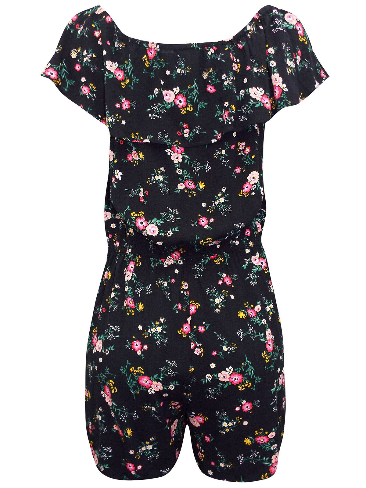 EX Fat Face Black Floral Print Bardot Playsuit in Sizes 8, 12, 14