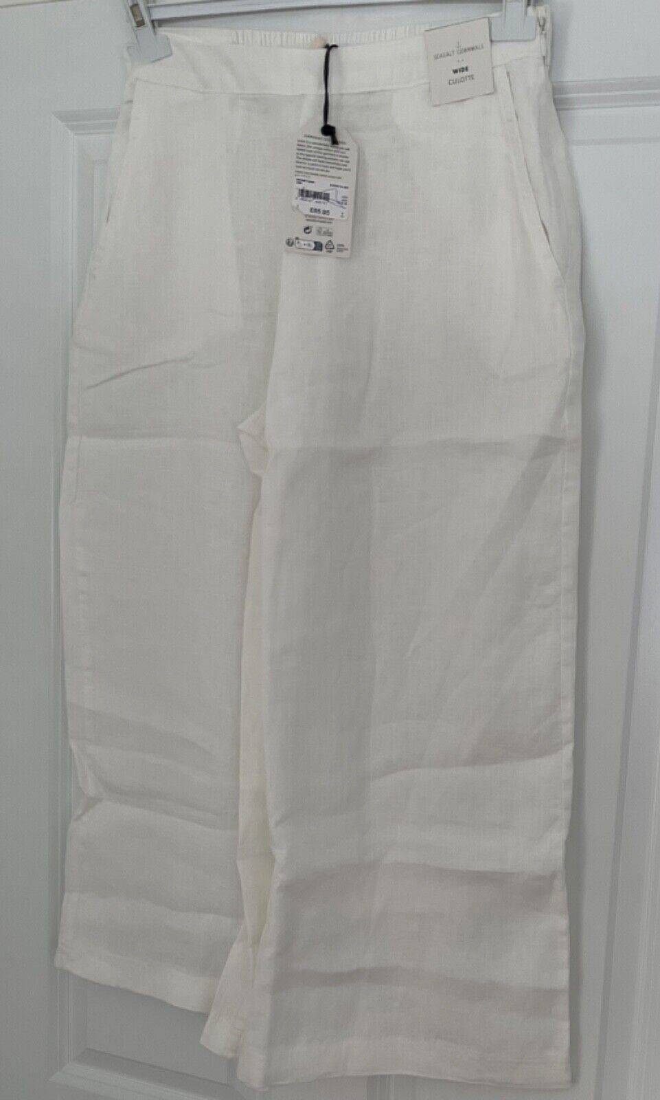 EX Seasalt White Chalk Merrivale Linen Culottes 8-20 Petite or Reg RRP £65.95