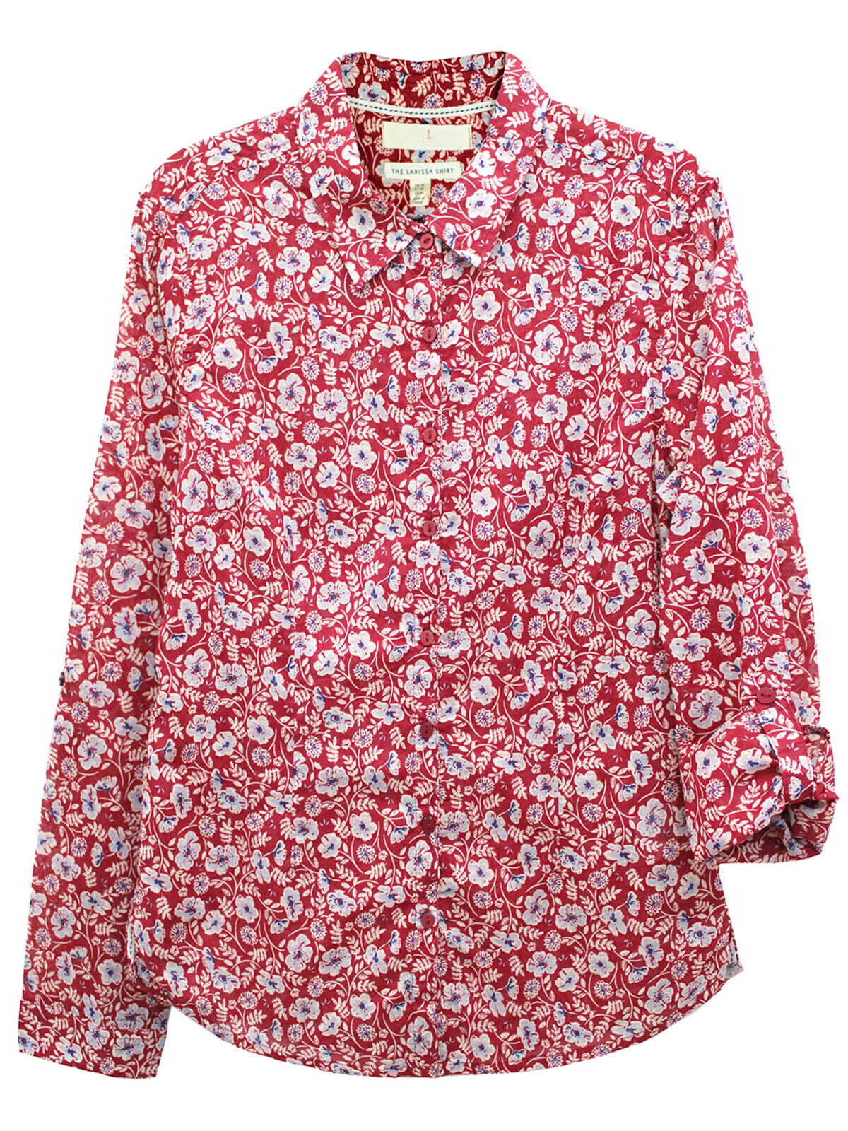 EX Seasalt Red Larissa Organic Cotton Shirt Floral Ditsy Print in Sizes 10-22