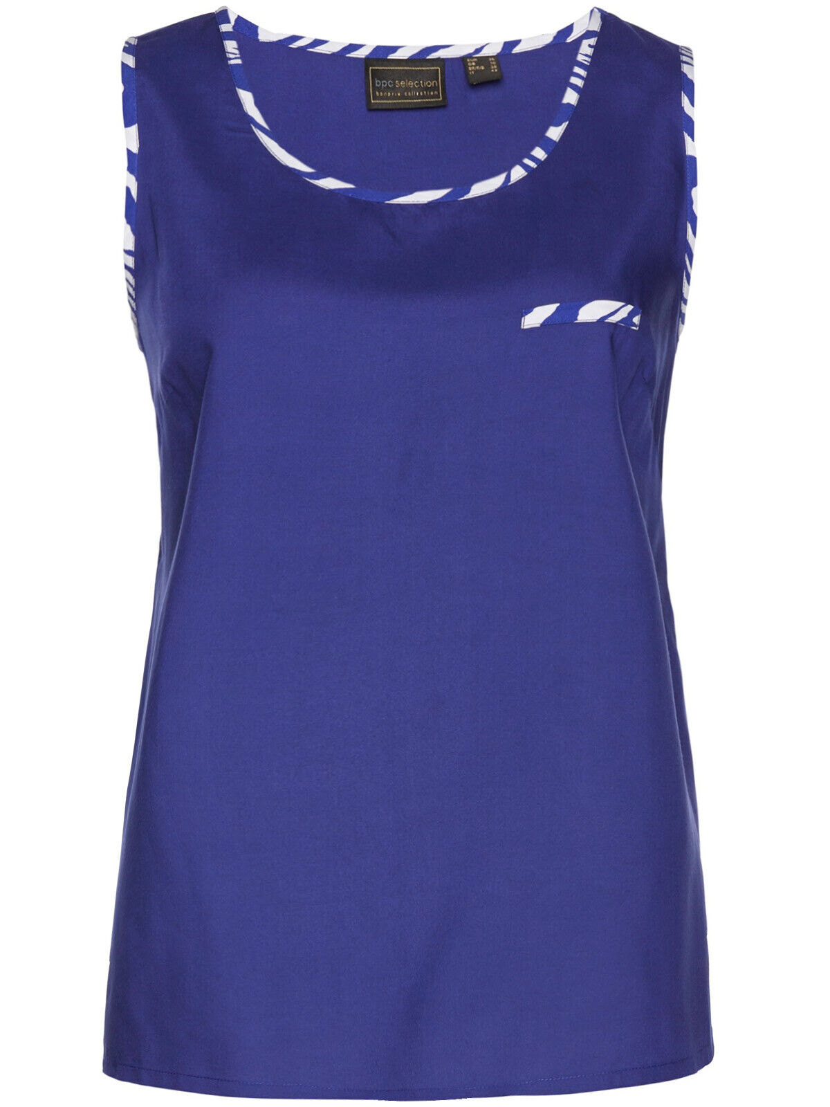 BPC Blue Sleeveless Printed Trim Vest Top in UK Sizes 20, 22, 24, 26, 28