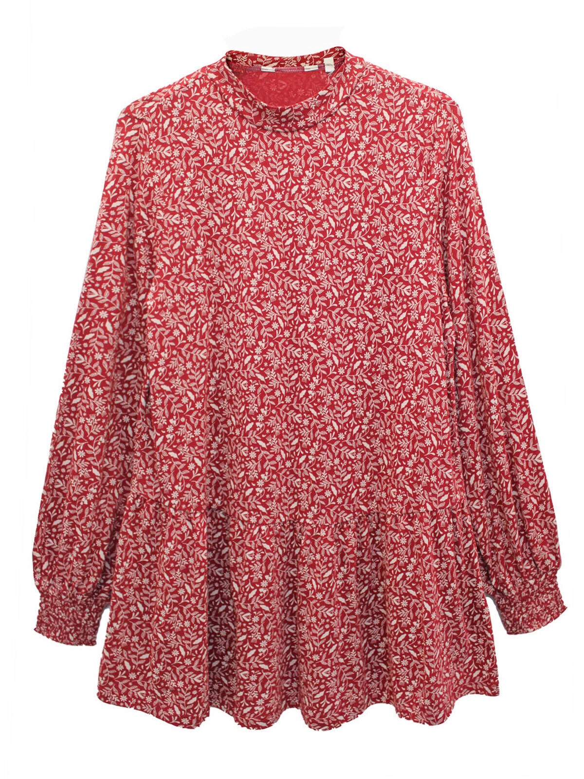 EX Seasalt Red Woodland Ditsy Cliff Cottage Tiered Jersey Top Sizes 10-28 RRP£45