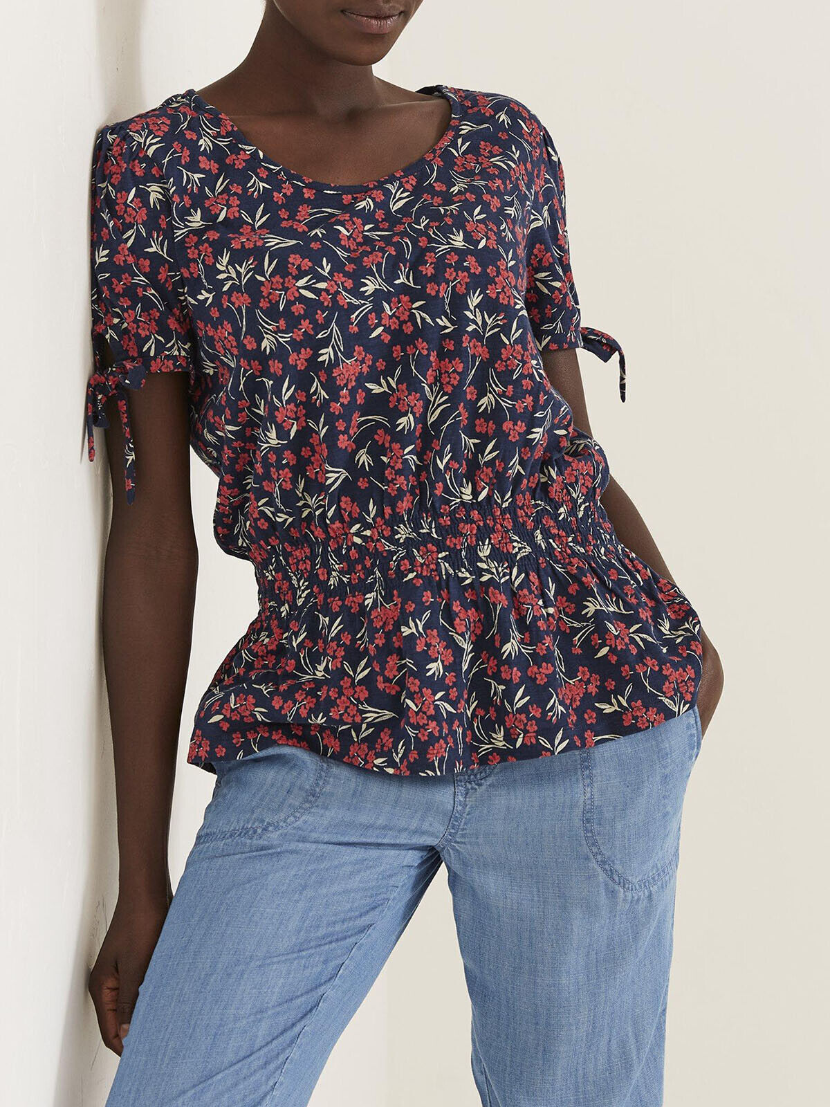 EX Fat Face Navy Alana Bay Floral Top in Sizes 8, 10, 12, 14, 16, 18 RRP £34