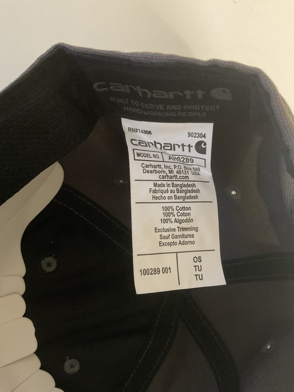 Carhartt Charcoal Grey Cotton Cap Odessa Canvas SECONDS3