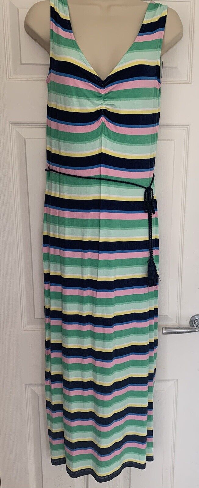 EX M*S Multi Striped Slip Beach Maxi Summer Sleeveless Dress Sizes 8 or 10