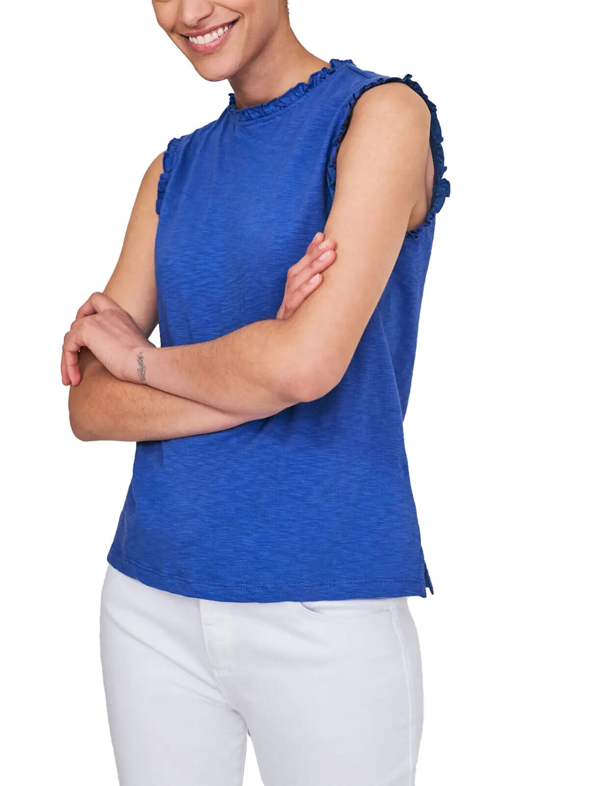 EX WHITE STUFF Blue Effie Jersey Vest in Sizes 8, 10, 12, 14, 20 RRP £25
