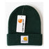 Carhartt Dark Green Beanie Hat Brown Acrylic Rib Knit Workwear Watch Cap Unisex0