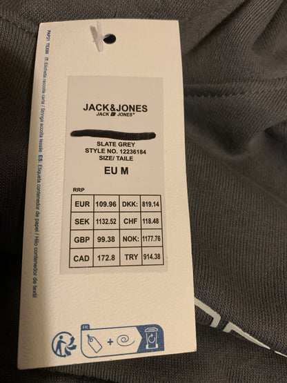 Jack &amp; Jones Mens Slate Grey Hooded Sweatshirt Hoodie Pullover Top Size M4
