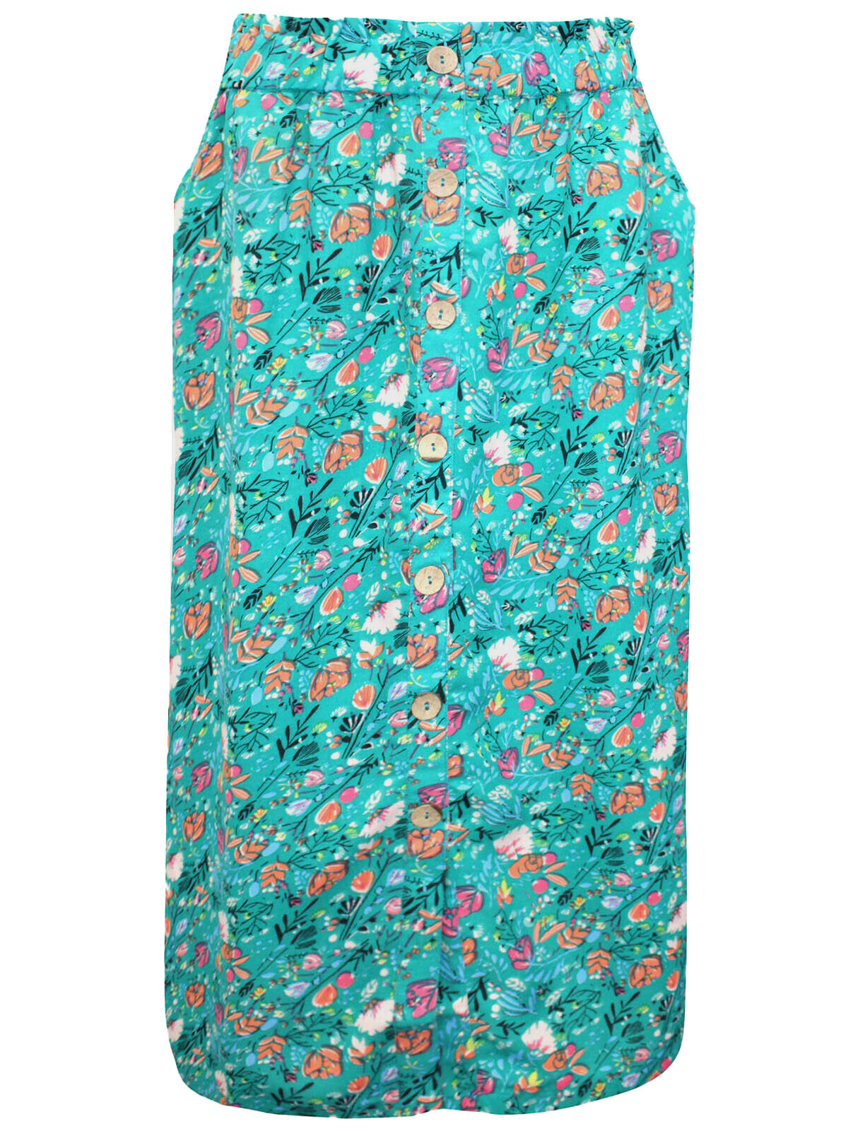 Blancheporte Green Floral Print Button Front Maxi Skirt UK Sizes 20, 22, 24, 26