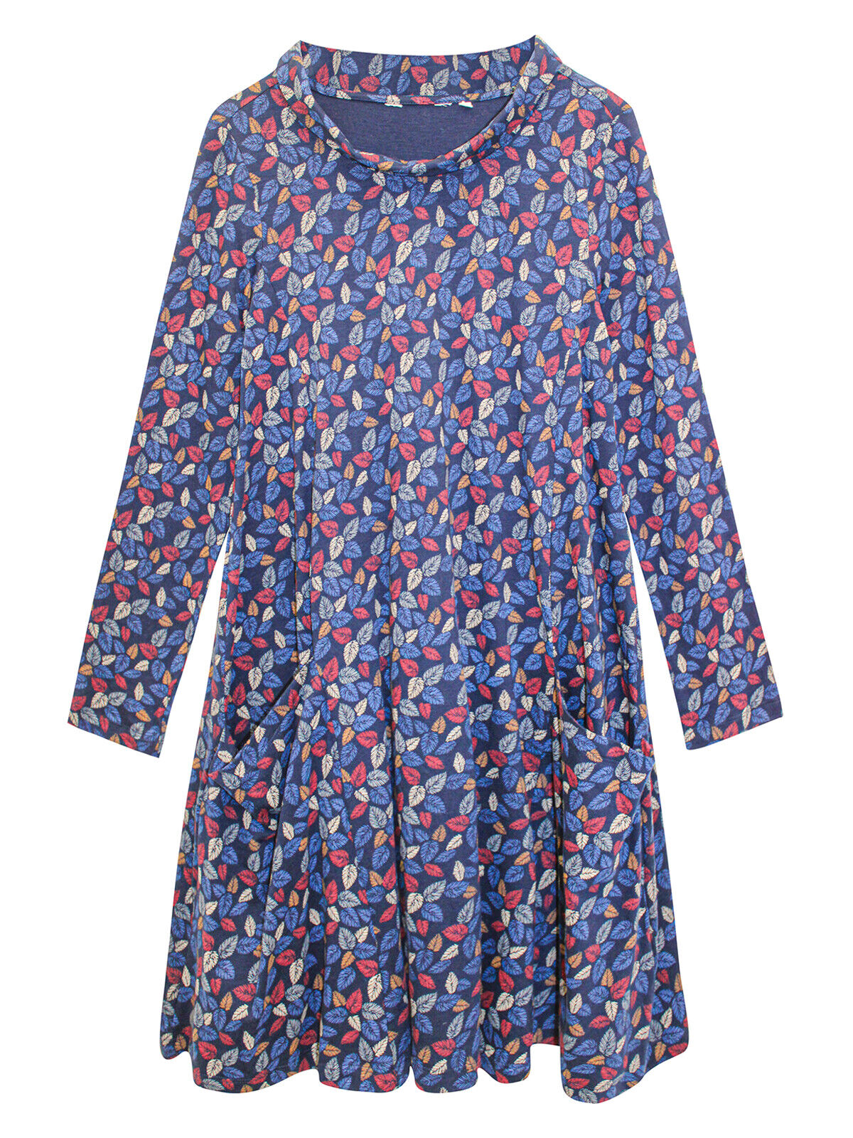 EX Seasalt Navy Leaf Print Sea Oak Swing Dress 10 12 14 16 18 22 24 26/28 RRP£60