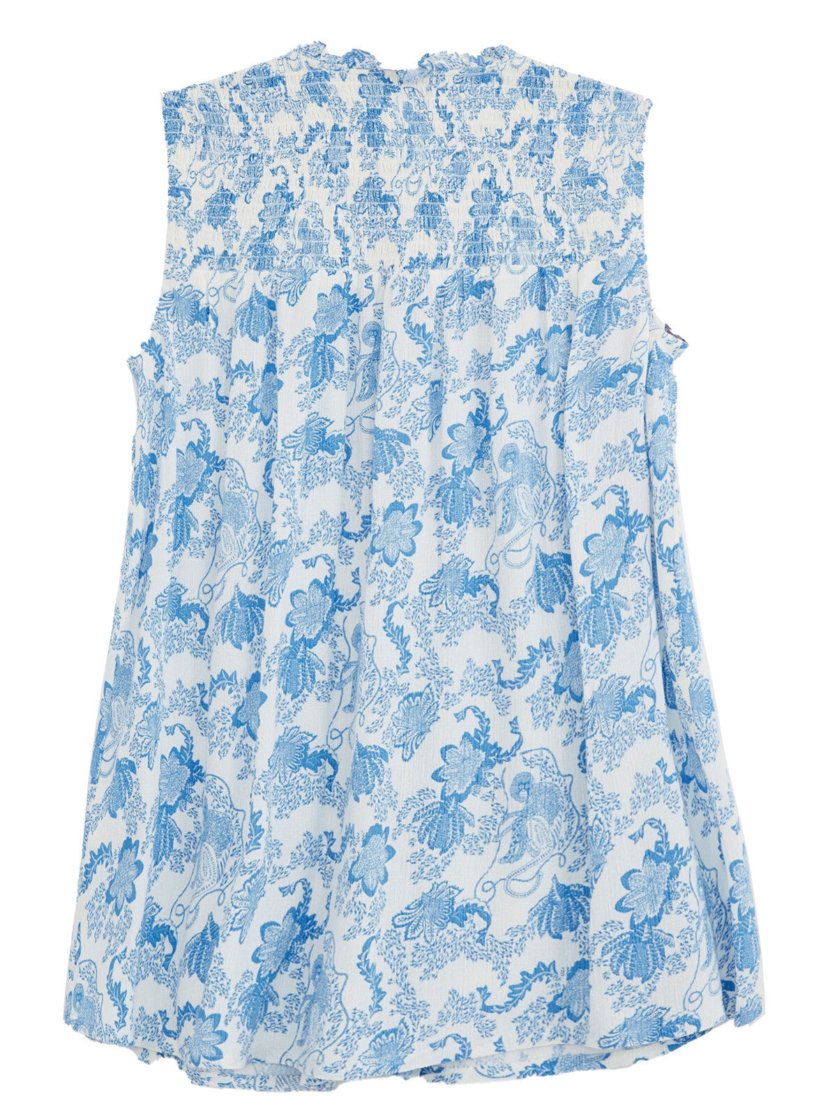 EX WHITE STUFF Bright Blue Sleeveless Frill Neck Deeba Shirt in Size 10 RRP £394