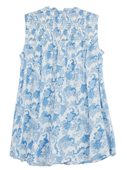 EX WHITE STUFF Bright Blue Sleeveless Frill Neck Deeba Shirt in Size 10 RRP £394