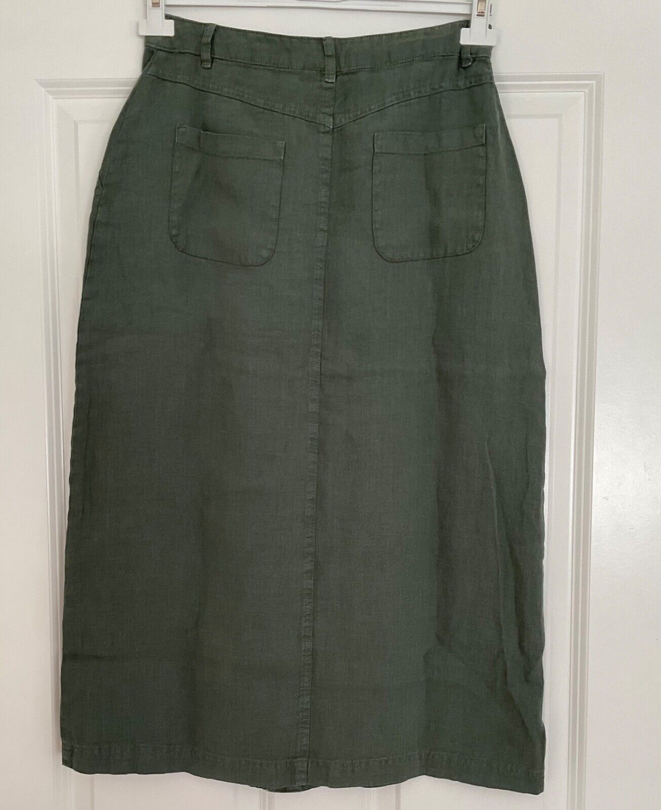 EX Seasalt Green Dark Balsam Rosewell Farm Linen Midi Skirt Sizes 8-20 RRP £65