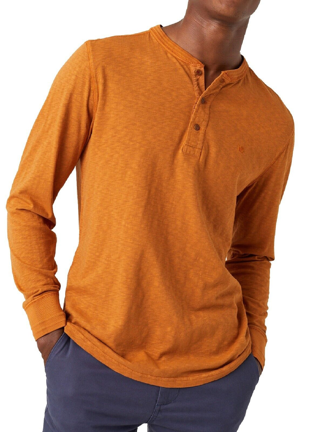 WHITE STUFF Mens Burnt Orange Pure Cotton Penland Henley Top Size Small RRP £35