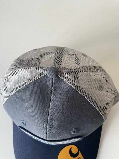 Carhartt Navy/Grey Force Canvas Mesh Back Graphic Fish Logo Workwear Cap2