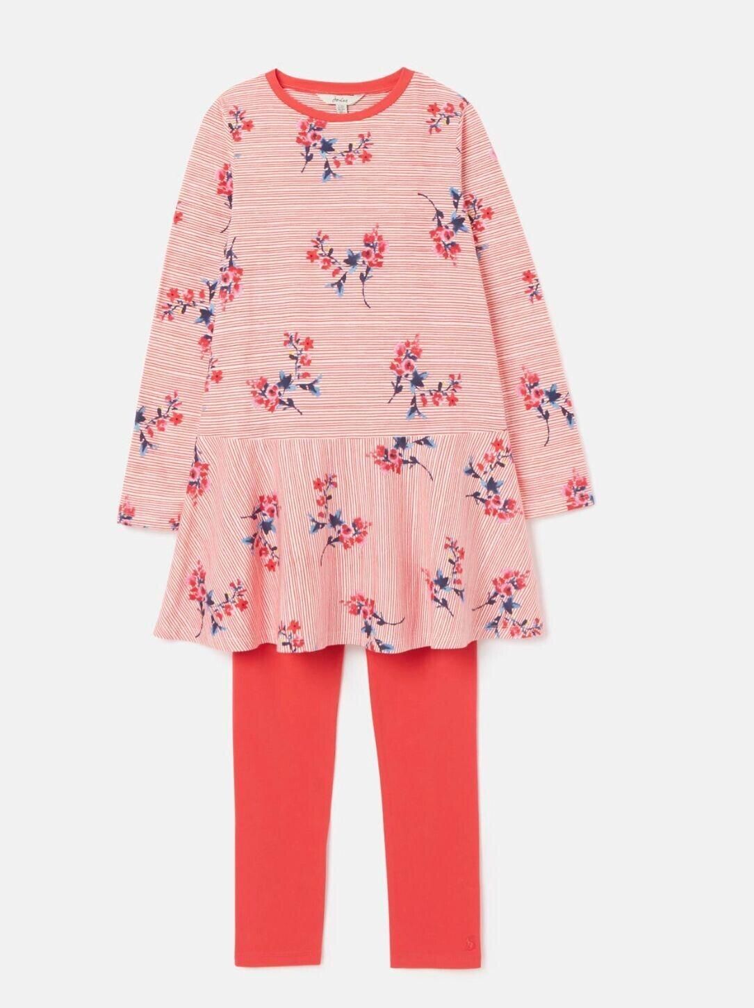 Joules Girls Long Sleeve Dress And Leggings Set Floralst Ages 1-10 Years