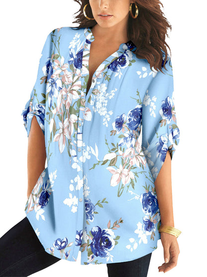Roamans Blue English Floral Pintuck Tunic in UK Sizes 16, 18, 22, 24