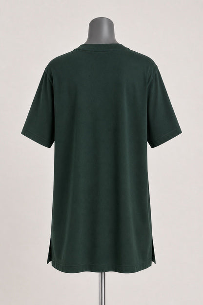 Dark Green Cotton Modal Slouch V-Neck T-Shirt Size 2XL1