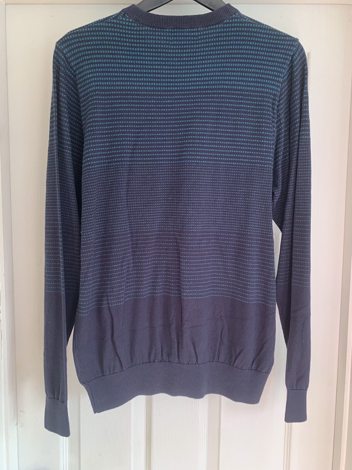 EX M*S Teal Mix Mens Pure Cotton Textured Jumper Sizes M or XL