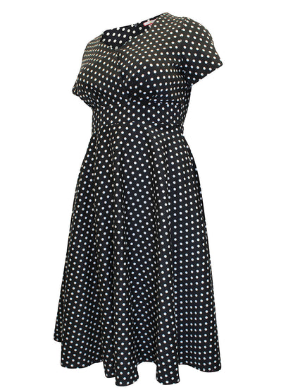 Joe Browns Black The Peggy Polka Dot Midi Dress in Sizes 12, 24, 26