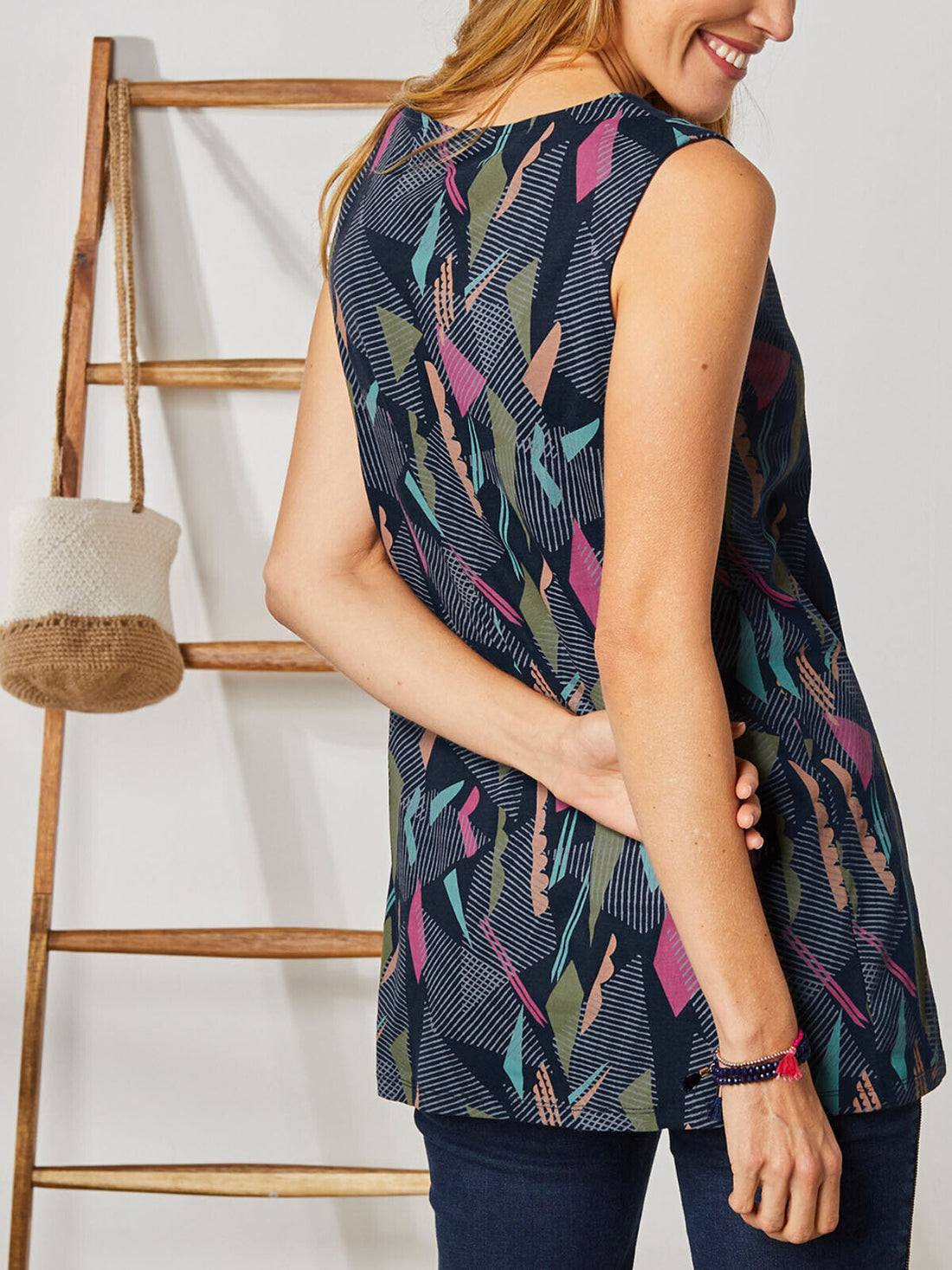 Blancheporte Navy Abstract Print Sleeveless Top in Sizes 14/16, 18/20, 22, 24