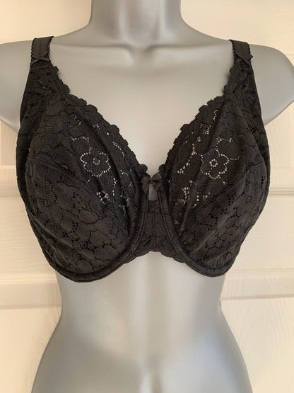 EX M*S Black Cool Comfort Non-Padded Full Cup Bra in Sizes 34F or 36E