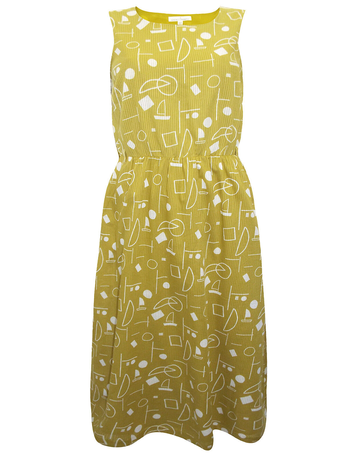 EX SEASALT Green Linear Shapes Catkin Seacoast Dress 12, 14, 20 RRP £65 NO BELT