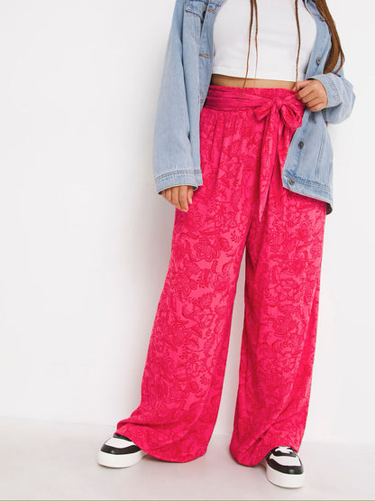 Simply Be Pink Crinkle Tie Waist Wide Leg Trousers 14, 22, 26, 28, 30, 32 RRP£32