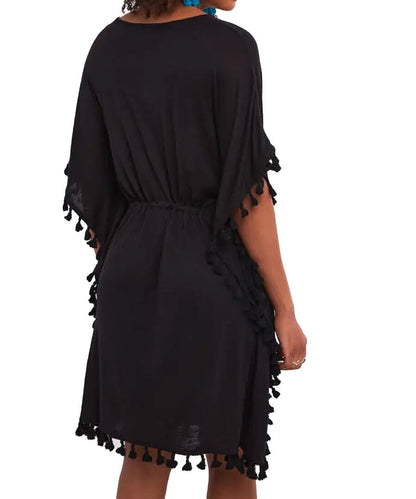 Joe Browns Black Jersey Tassel Trim Boho Beach Cover Up Size 8-18 S, M, L RRP£33