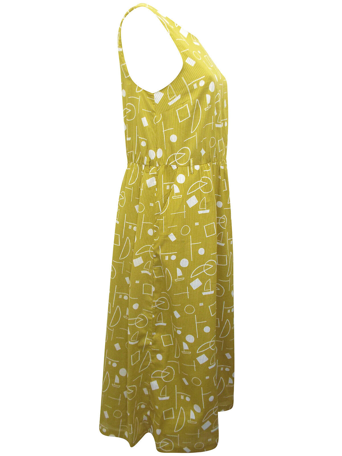 EX SEASALT Green Linear Shapes Catkin Seacoast Dress 12, 14, 20 RRP £65 NO BELT