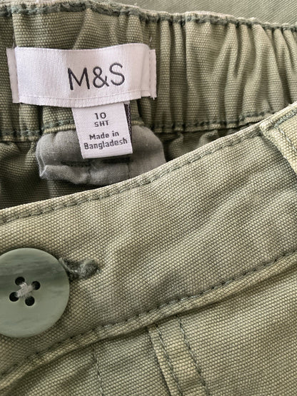EX M*S Light Khaki Cotton Rich Carpenter Straight Leg Trousers Size 10S2