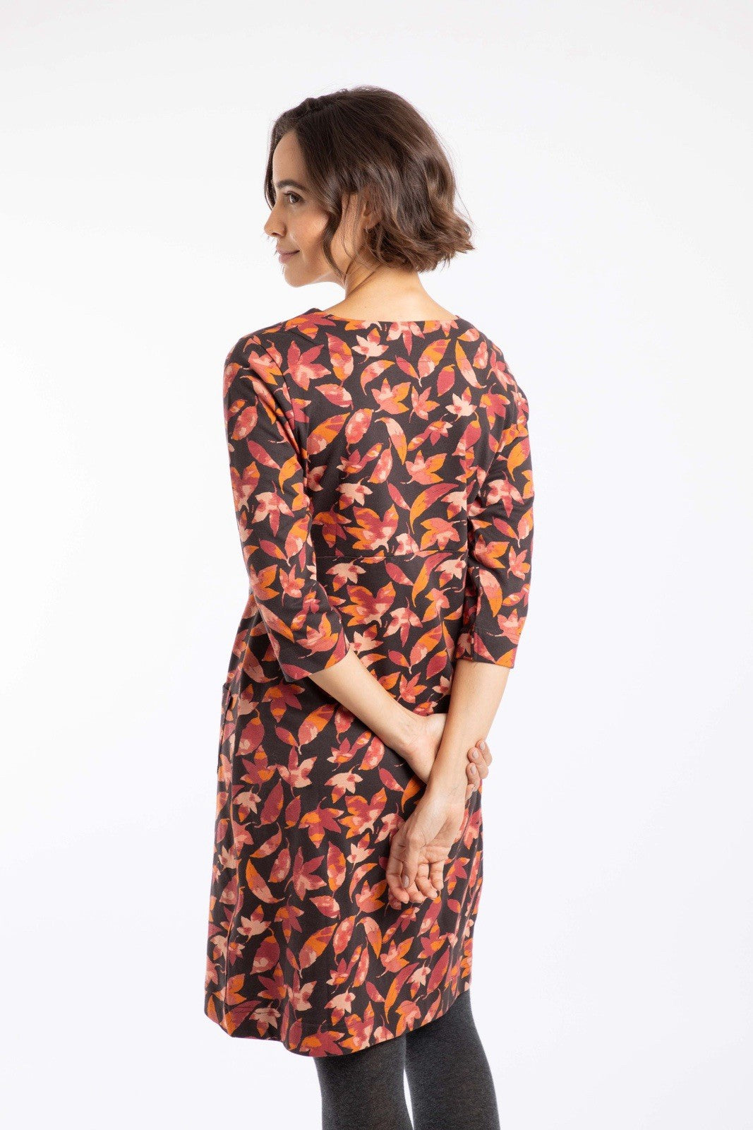 EX Weird Fish Starshine Printed Jersey Dress Leaf Brown Size 12 RRP £501